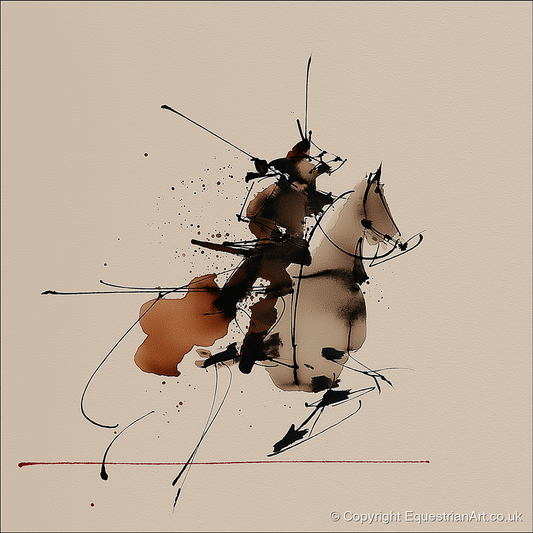 Abstract Momentum in Ink - horse & rider art print and canvas by Julian Vance A.I