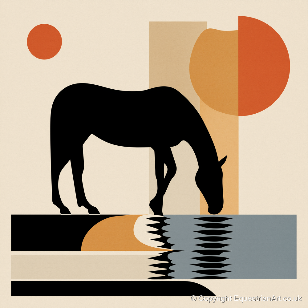 Abstract Oasis Silhouette - horse landscape art print and canvas by Oliver Tate A.I