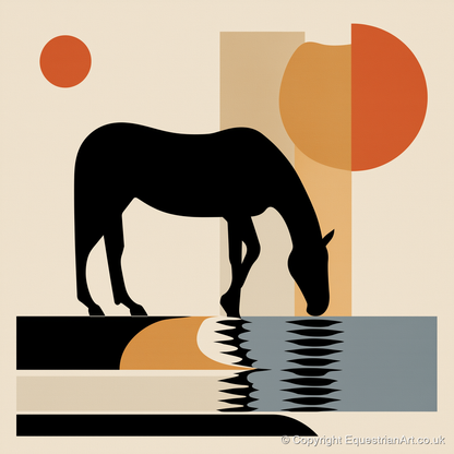 Abstract Oasis Silhouette - horse landscape art print and canvas by Oliver Tate A.I