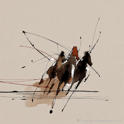 Abstract Polo Charge - polo horse art print and canvas by Julian Vance A.I