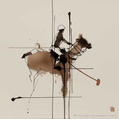 Abstract Polo Strike - polo horse art print and canvas by Julian Vance A.I