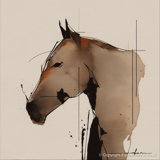 Abstract Sepia Profile - horse portrait art print and canvas by Julian Vance A.I