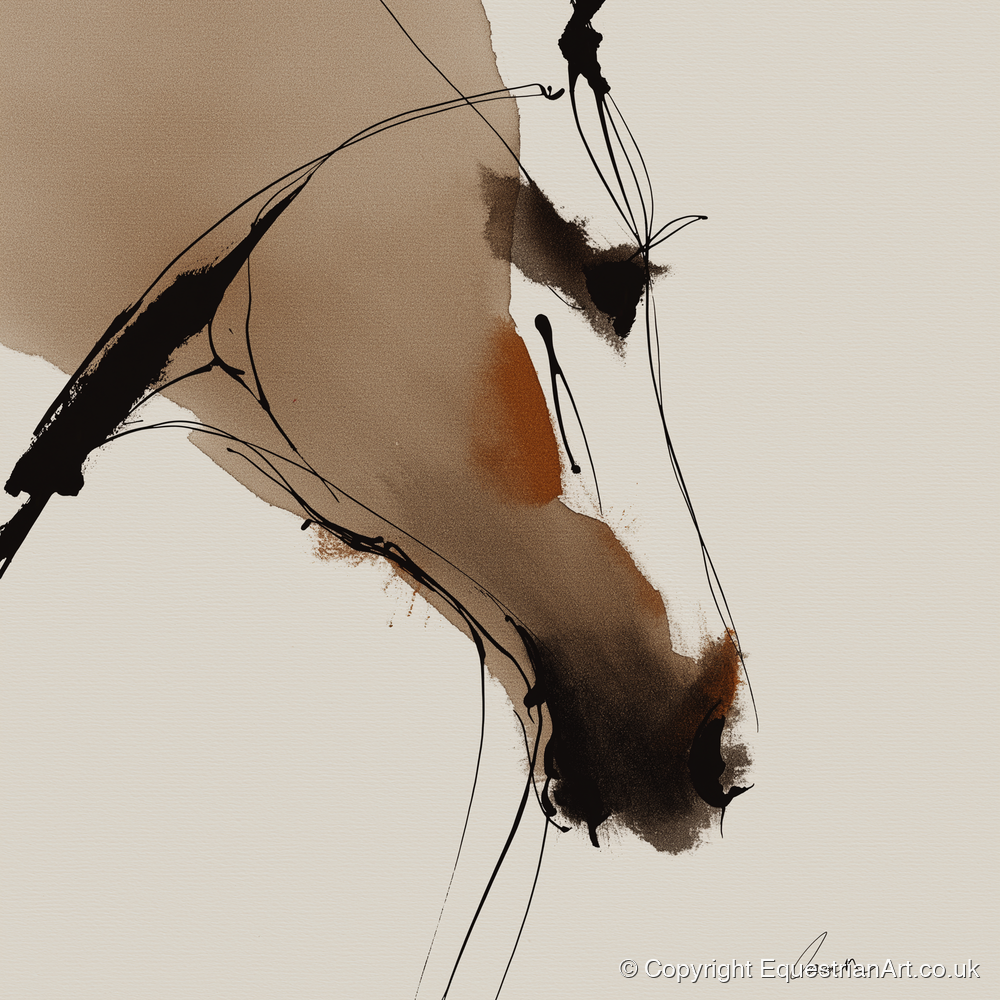 Abstract Sepia Profile - horse portrait art print and canvas by Julian Vance A.I