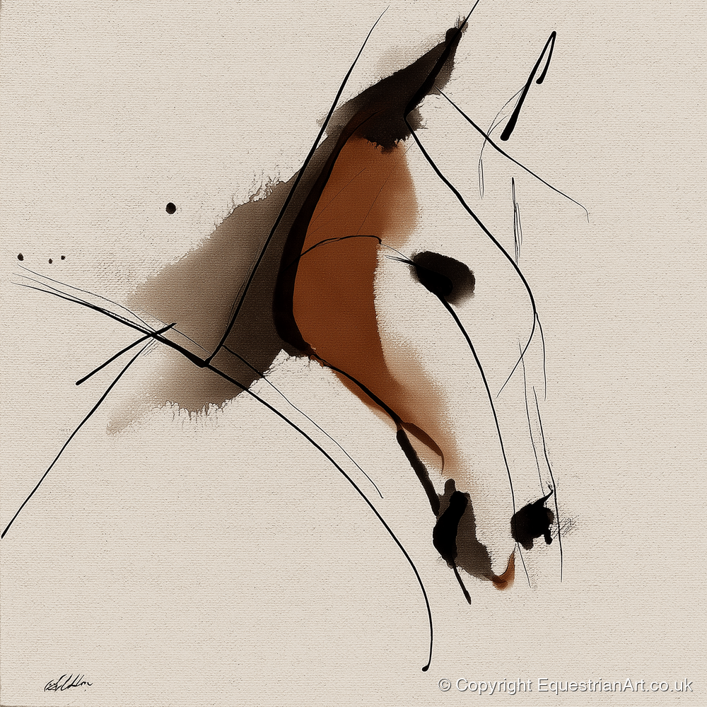 Abstract Sienna Profile - horse portrait art print and canvas by Julian Vance A.I
