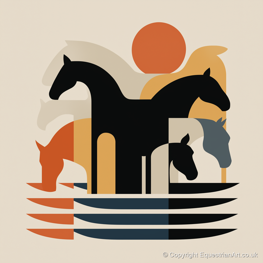 Abstract Terracotta Herd - wild horses art print and canvas by Oliver Tate A.I