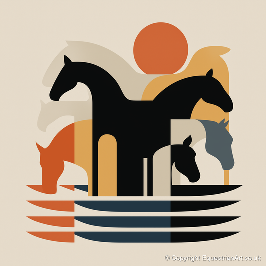 Abstract Terracotta Herd - wild horses art print and canvas by Oliver Tate A.I