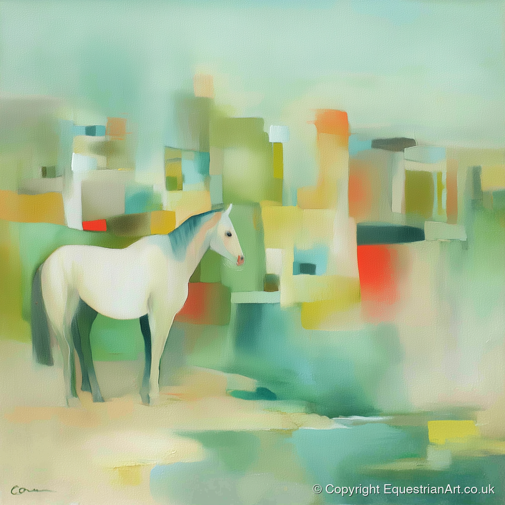 Abstract Urban Equine - horse landscape art print and canvas by Leon Lambert A.I