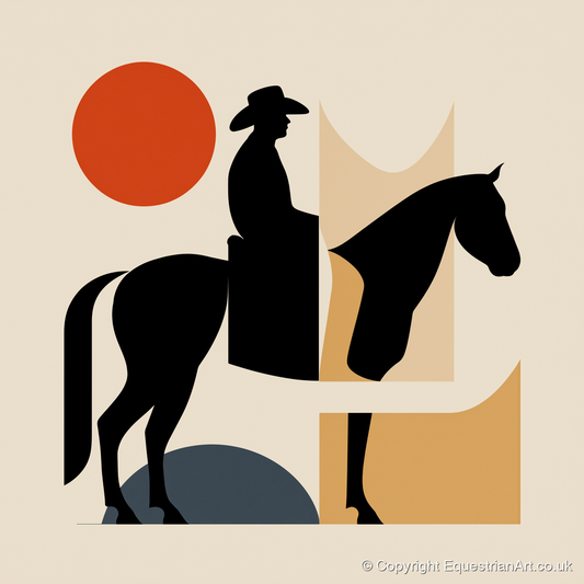 Abstract Western Silhouette - western horse art print and canvas by Oliver Tate A.I