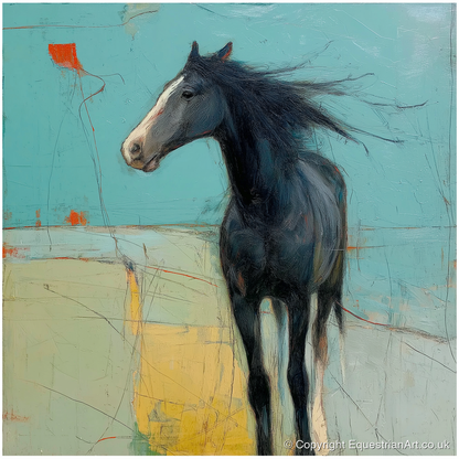 Abstract Windswept Equine - horse portrait art print and canvas by Margot Davenport A.I