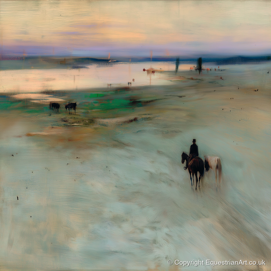 Across the Evening Sands - horse landscape art print and canvas by Nathaniel Reed A.I
