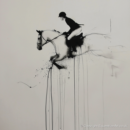 Airborne Elegance - show jumping horse art print and canvas by Alexander Blackwood A.I