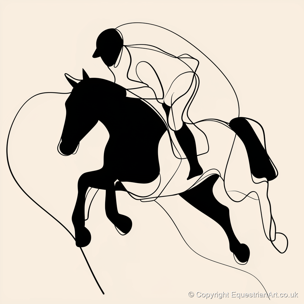 Airborne Elegance - show jumping horse art print and canvas by Felix Chambers A.I