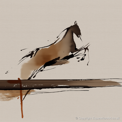 Airborne Elegance - show jumping horse art print and canvas by Julian Vance A.I