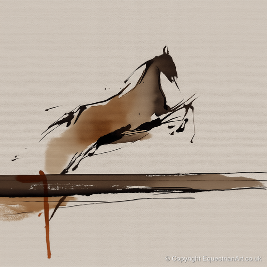Airborne Elegance - show jumping horse art print and canvas by Julian Vance A.I