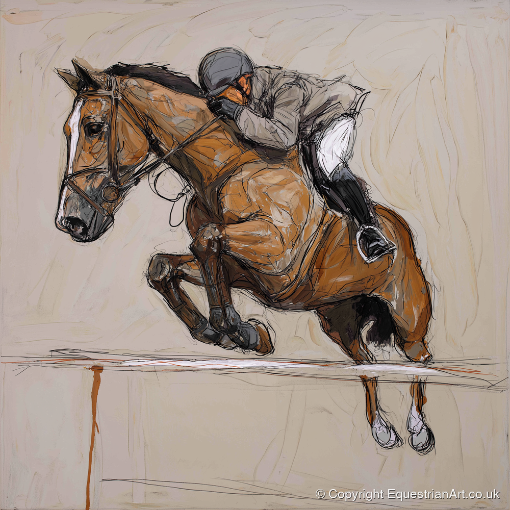 Airborne Precision - show jumping horse art print and canvas by Jasper Montgomery A.I