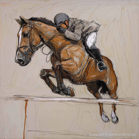 Airborne Precision - show jumping horse art print and canvas by Jasper Montgomery A.I