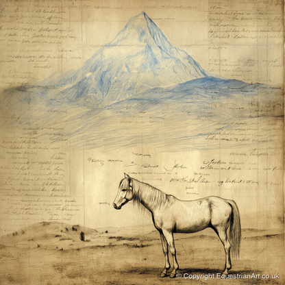 Alpine Journal Study - horse landscape art print and canvas by Albert Loxley A.I