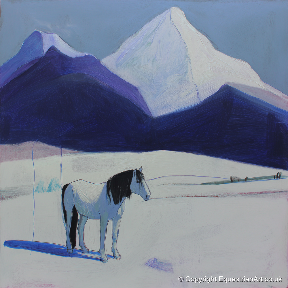 Alpine Silence - horse landscape art print and canvas by Marcus Vane A.I