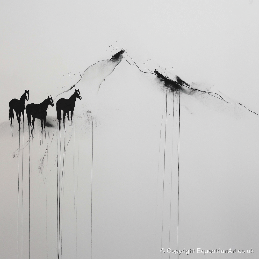 Alpine Solitude - horse landscape art print and canvas by Alexander Blackwood A.I