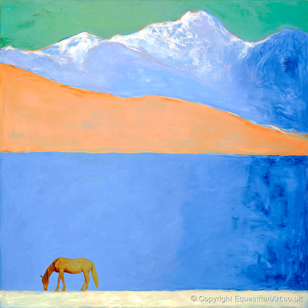 Alpine Solitude - horse landscape art print and canvas by Lydia Thornton A.I