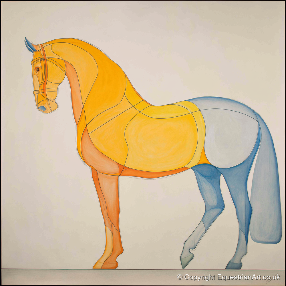 Amber and Slate Harmony - dressage horse art print and canvas by Cordelia Stanhope A.I