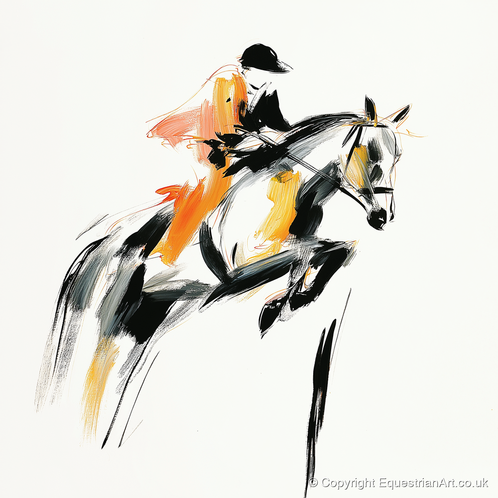Amber Ascent - show jumping horse art print and canvas by Verity Ainsworth A.I