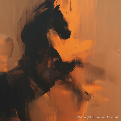 Amber Equine Silhouette - horse portrait art print and canvas by James Yarborough A.I