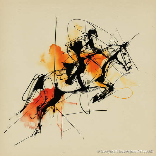 Amber Flight - show jumping horse art print and canvas by Edwin Carlisle A.I