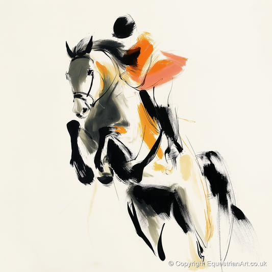 Amber Flight - show jumping horse art print and canvas by Verity Ainsworth A.I