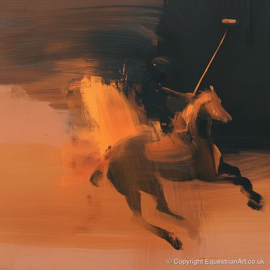 Amber Polo Strike - polo horse art print and canvas by James Yarborough A.I