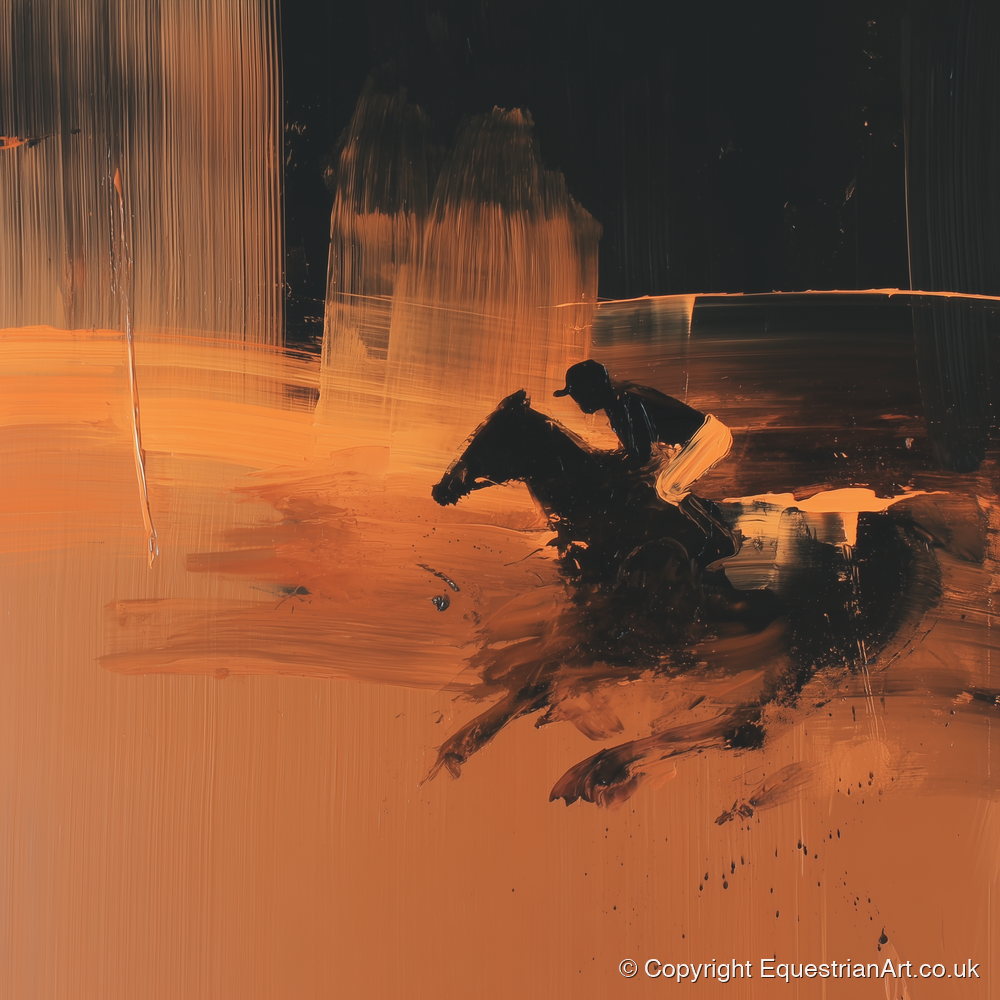 Amber Racing Silhouette - racing horse art print and canvas by James Yarborough A.I
