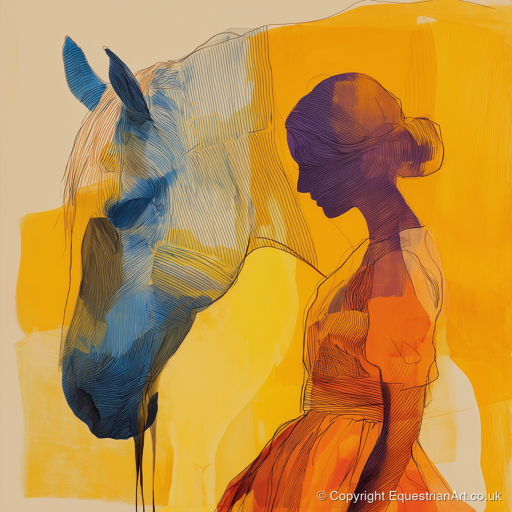 Amber Reverie - horse & rider art print and canvas by Tobias Blake A.I