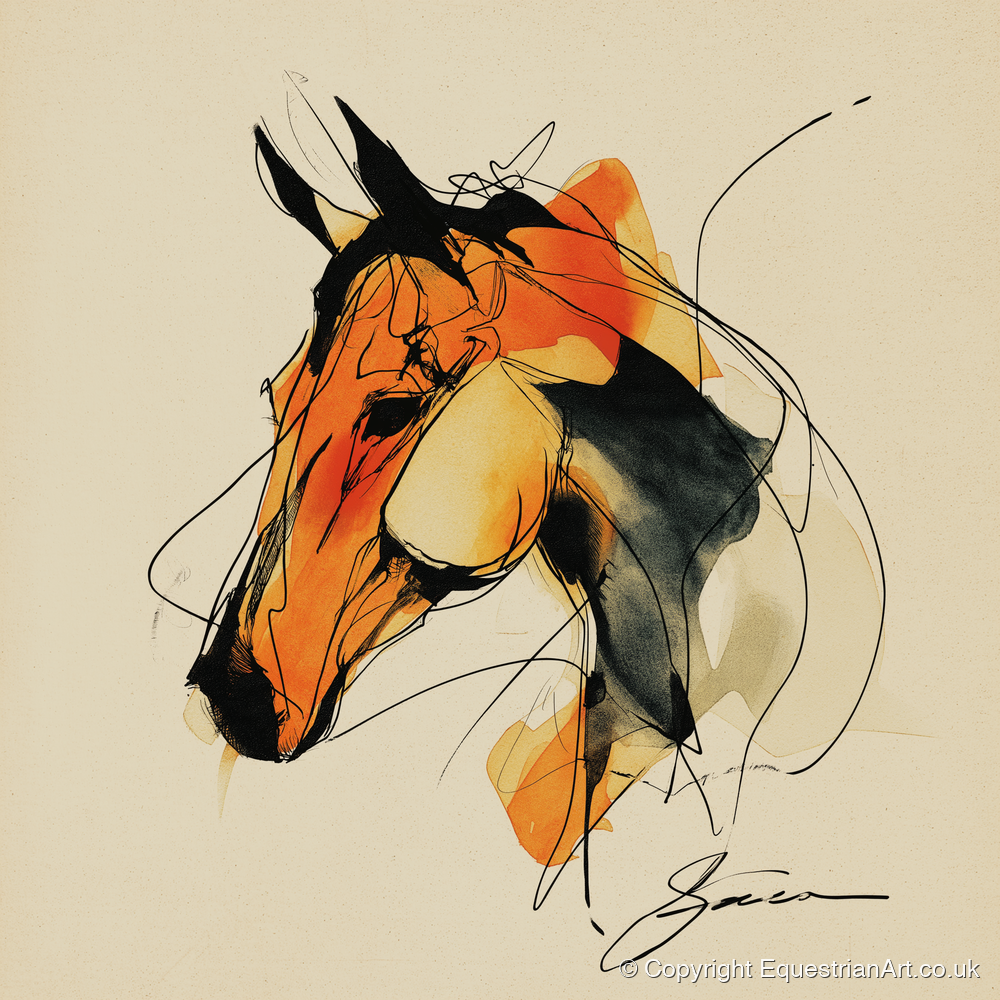 Amber Spirit Equine Portrait - horse portrait art print and canvas by Edwin Carlisle A.I