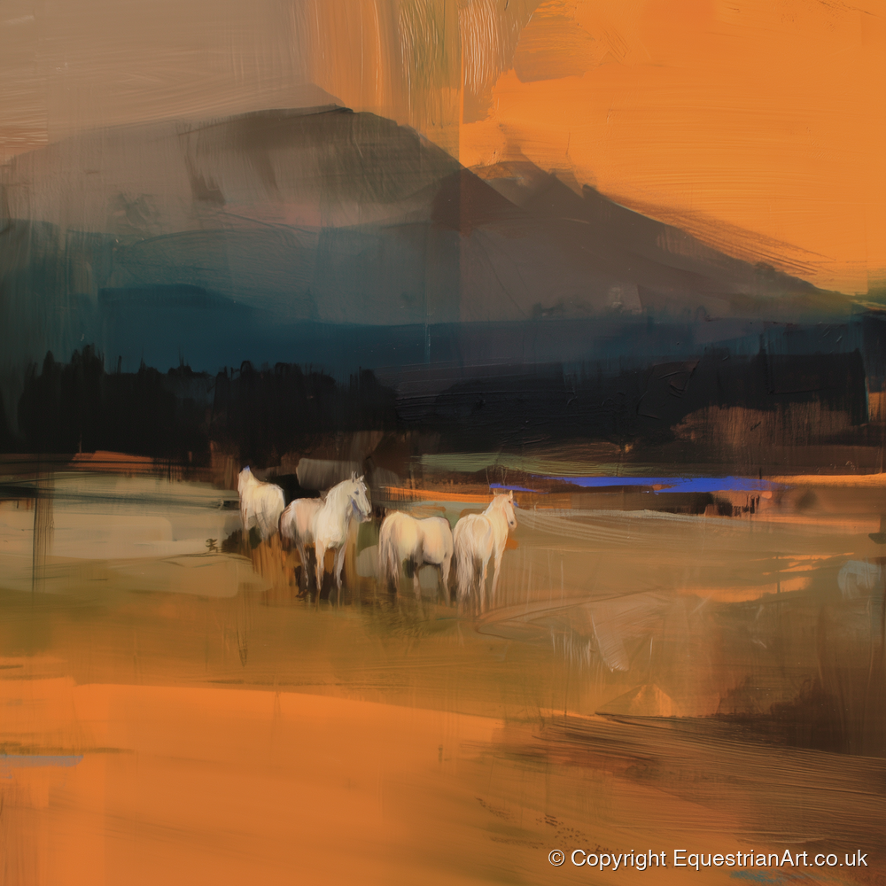 Amber Valley Greys - wild horses art print and canvas by Valerie Stone A.I