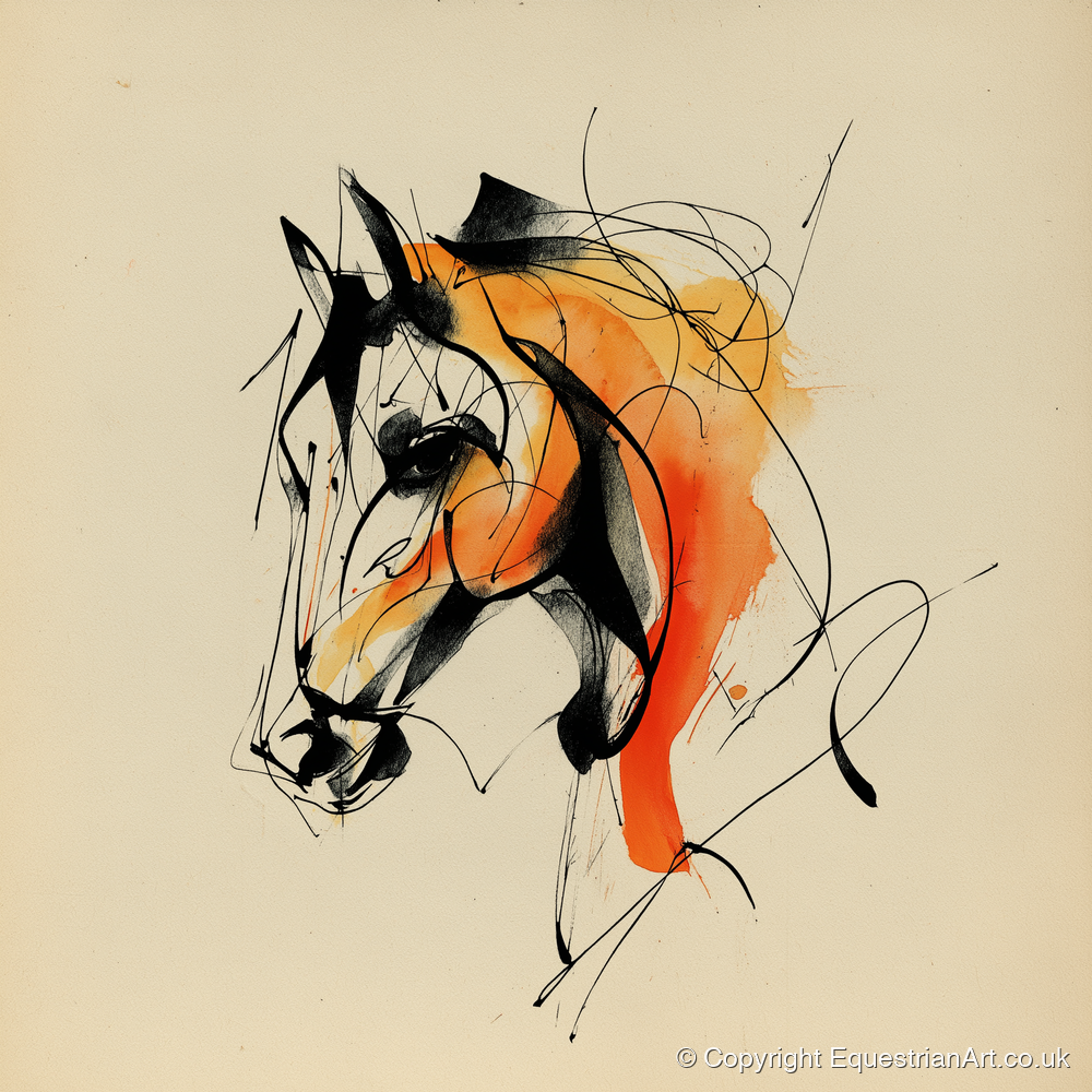 Amber Vitality - horse portrait art print and canvas by Edwin Carlisle A.I