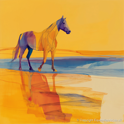 Amber Waters Stride - horse landscape art print and canvas by Tobias Blake A.I
