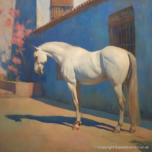 Andalusian in Azure - horse breed art print and canvas by Alistair Rhodes A.I