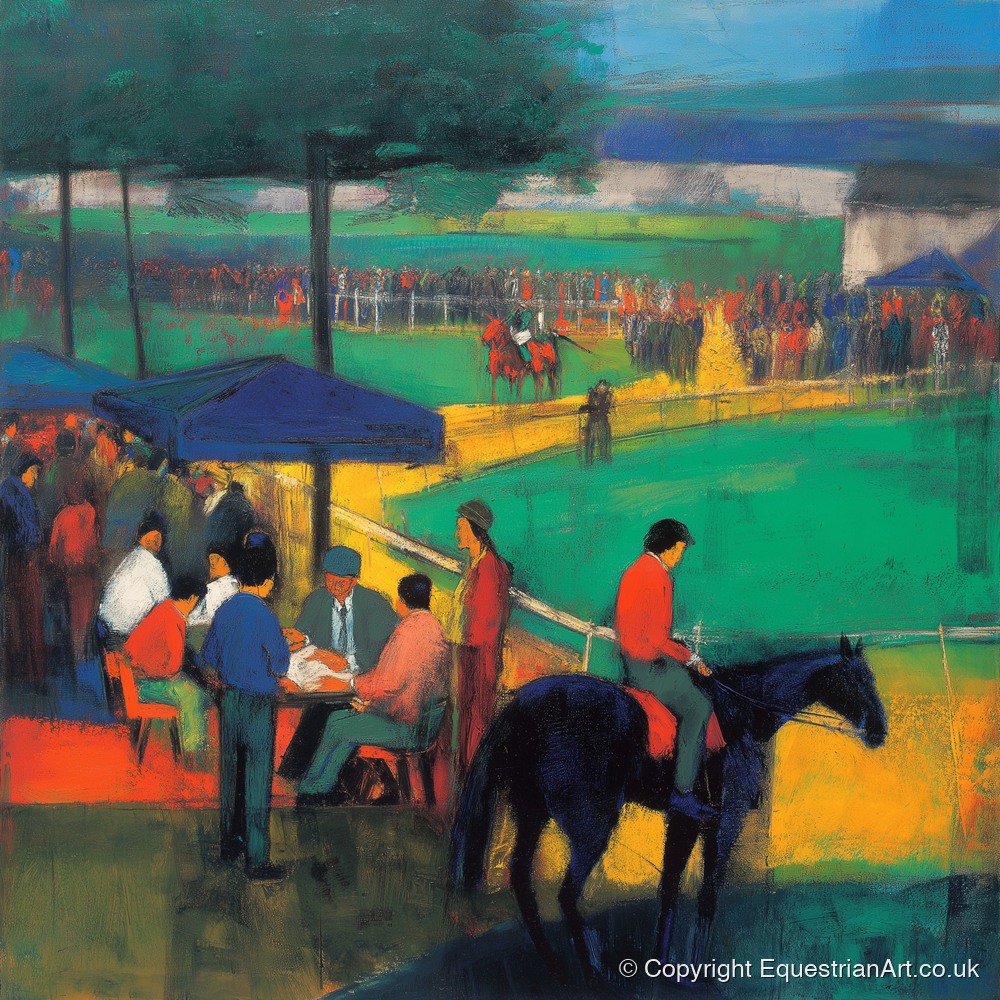 Anticipation at the Track - racing horse art print and canvas by Lucius Merrick A.I