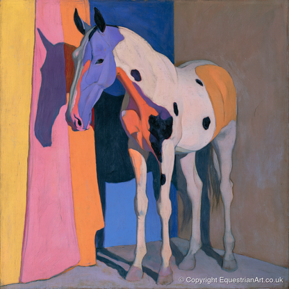 Appaloosa Horse With Violet Shadows - horse breed art print and canvas by Helena Ashby A.I