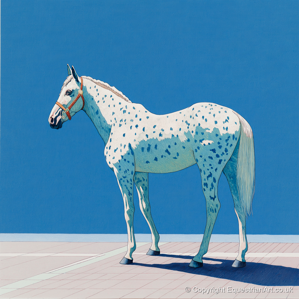 Appaloosa in Cerulean - horse breed art print and canvas by Simon Whitlock A.I