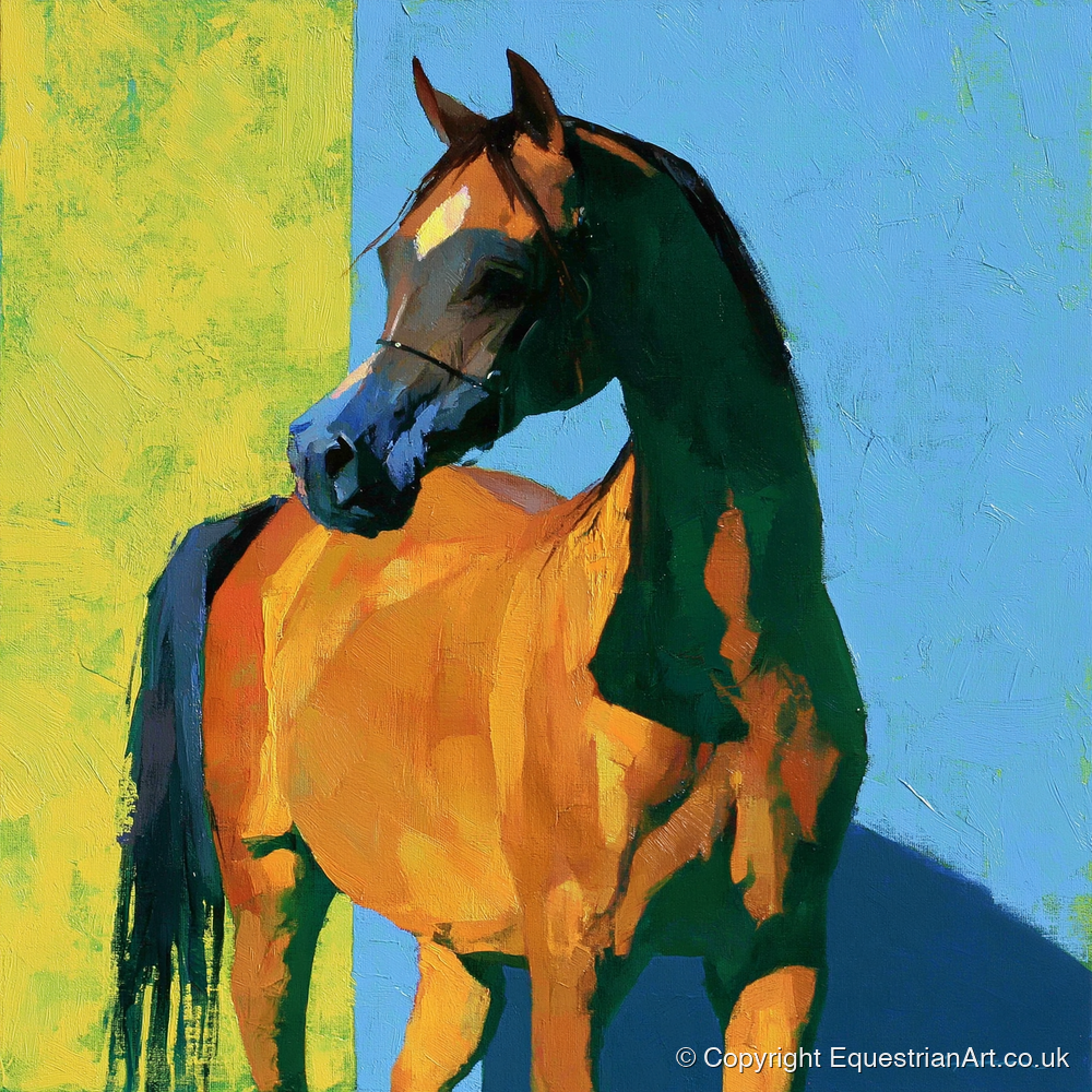 Arabian Horse in Bold Colours - horse breed art print and canvas by Daphne Morley A.I