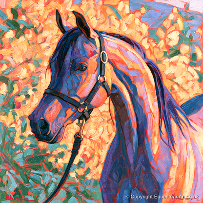 Arabian Horse in Vibrant Colours - horse breed art print and canvas by Celia Harding A.I