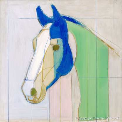 Architectural Azure Profile - horse portrait art print and canvas by Miles St. John A.I
