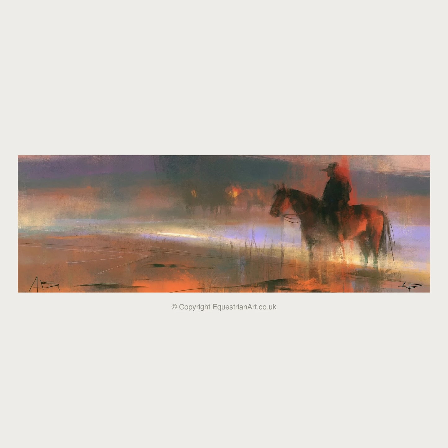Out at Dawn - Horse Landscape panoramic art by Rupert Kingsley A.I