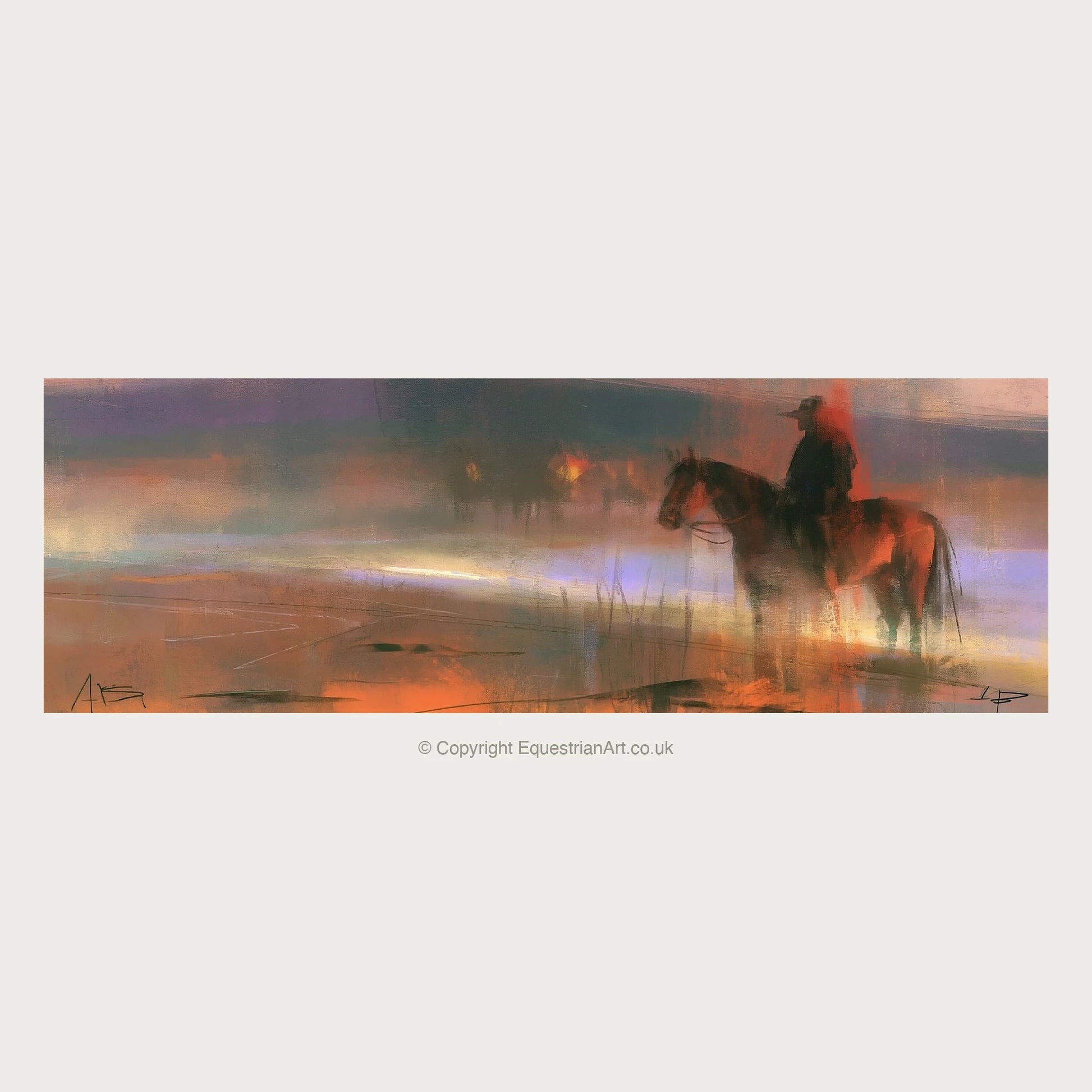 Out at Dawn - Horse Landscape panoramic art by Rupert Kingsley A.I