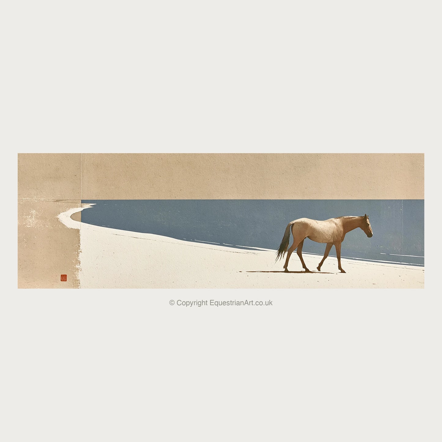 Quiet Shoreline Journey - Horse Landscape panoramic art by Phillip Marbury A.I