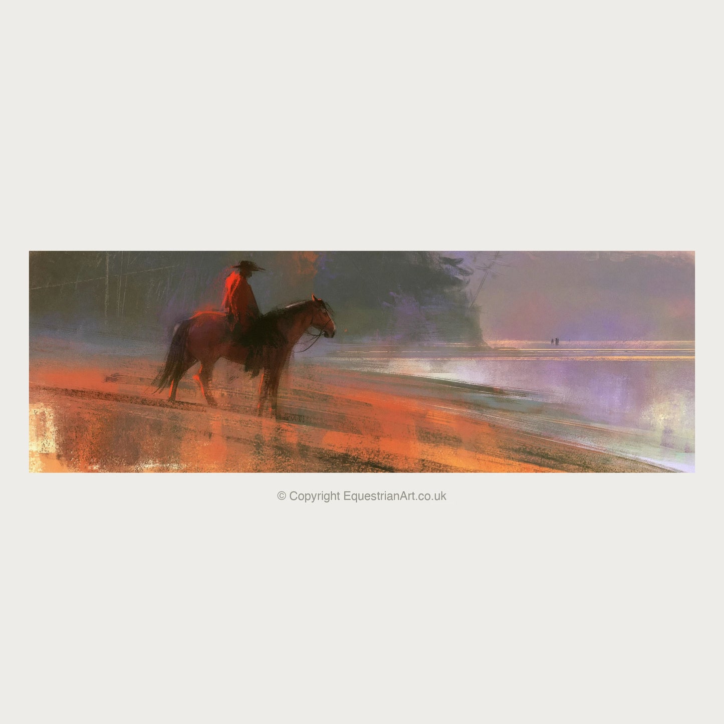 Shoreline Solitude - Horse Landscape panoramic art by Rupert Kingsley A.I