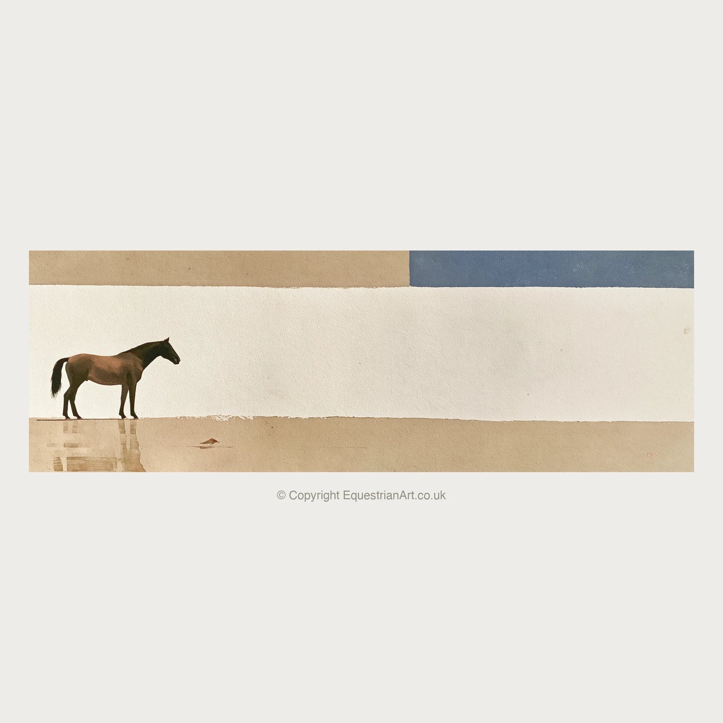 Minimalist Equine Horizon - Horse Landscape panoramic art by Phillip Marbury A.I
