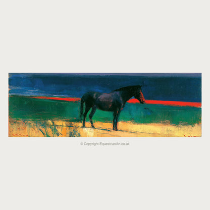 The Crimson Horizon - Horse Landscape panoramic art by Lucius Merrick A.I