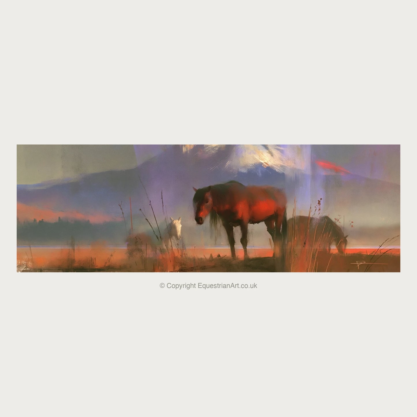 Violet Horizons - Horse Landscape panoramic art by Rupert Kingsley A.I